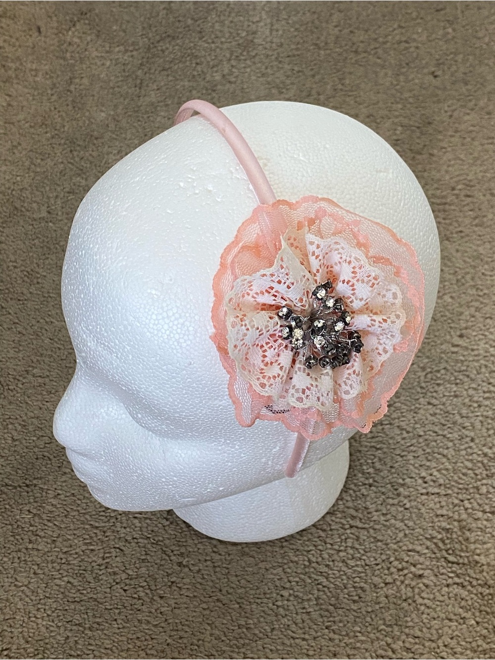 Johnny Loves Rosie Pink Lace Flower Headband